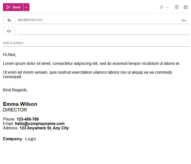 Email signature example old